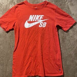 Nike SB Tshirt Women's Size Small Orange Logo Spellout Short Sleeve Top